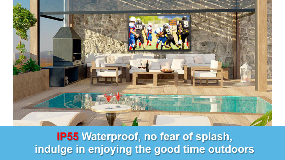 Full-sun Outdoor TV waterproof rating is IP55 