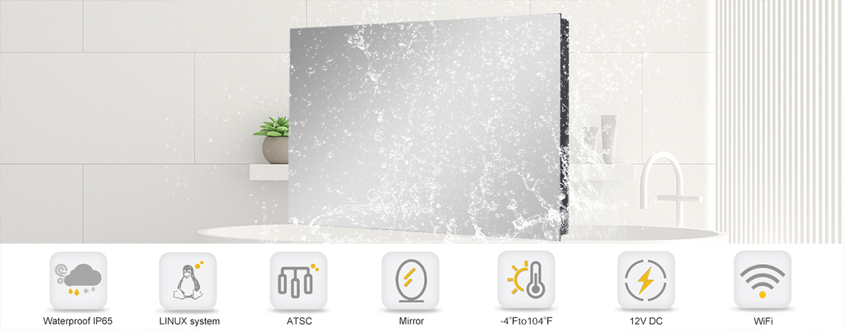 Main features of our waterproof bathroom TV